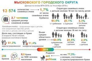 Статистика семей Кузбасса и Мысковского городского округа.