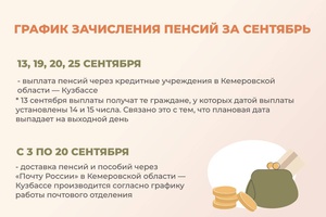 Для вашего удобства ОСФР по Кемеровской области – Кузбассу публикует график выплат детских пособий и пенсий.